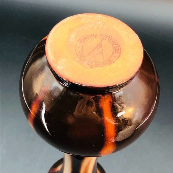 Huronia Pottery Vase Handmade Red Clay Artistic Vessel Brown Cream Glossy Glaze - Picture 4 of 10